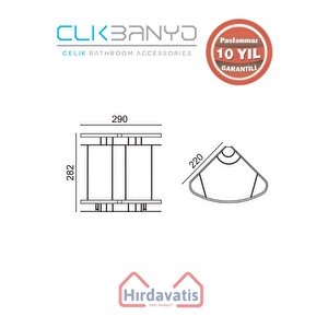 Paslanmaz Pirinç Karmina Camlı Oval Süngerlik İkili 22x22cm Sabunluk Şampuanlık Ve Köşe Süngerlik