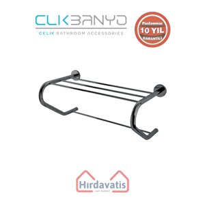 Paslanmaz Pirinç Flora Destekli Raf Havluluk 50cm Mat Siyah
