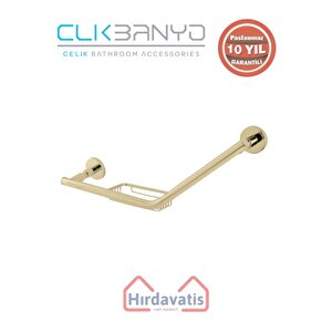 Paslanmaz Pirinç Flora Küvet Tutamağı Süngerlikli 40cm Altın Sarı Gold