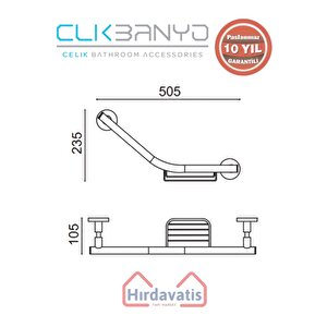 Paslanmaz Pirinç Flora Küvet Tutamağı Süngerlikli 40cm Altın Sarı Gold