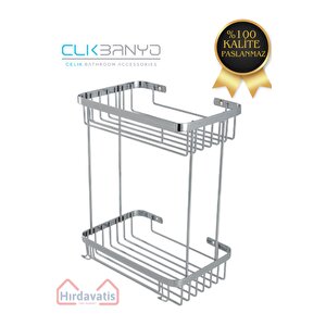 Çelik Taci Ikili 23x15cm Şampuanlık Banyo Rafı Duş Rafı Süngerlik