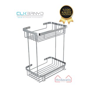 Çelik Taci Ikili 23x15cm Şampuanlık Banyo Rafı Duş Rafı Süngerlik