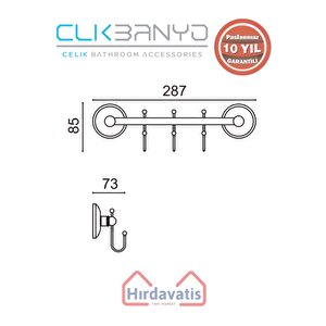 Paslanmaz Pirinç Bella Çıkmalı Kanca Üçlü Askılık