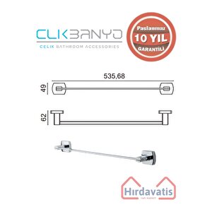 Paslanmaz Pirinç Milano Uzun Havluluk 50cm