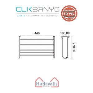 Paslanmaz Pirinç Bella Tel Raf Havluluk 45cm