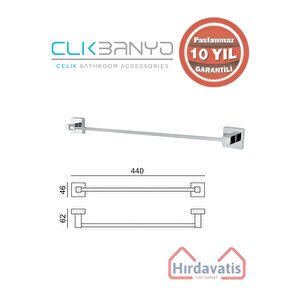 Paslanmaz Pirinç Tamay Uzun Havluluk 50cm