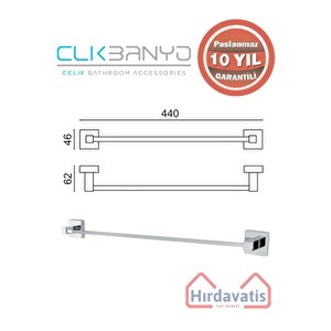 Paslanmaz Pirinç Tamay Uzun Havluluk 50cm
