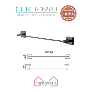 Paslanmaz Pirinç Milano Uzun Havluluk 50cm Mat Siyah