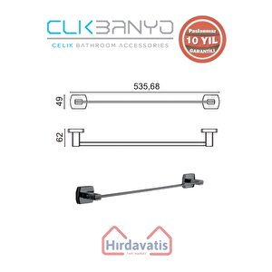 Paslanmaz Pirinç Milano Uzun Havluluk 50cm Mat Siyah