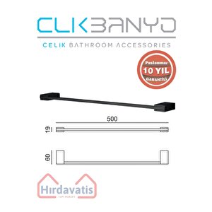 Paslanmaz Pirinç Titanik 50 Cm Uzun Havluluk Mat Siyah