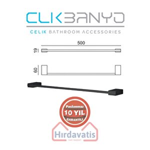 Paslanmaz Pirinç Titanik 50 Cm Uzun Havluluk Mat Siyah
