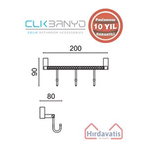 Paslanmaz Pirinç Swwor 3’lü Askılık