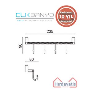 Paslanmaz Pirinç Swwor 4’lü Askılık