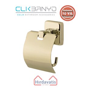 Paslanmaz Pirinç Kumru Geniș Kapaklı Kağıtlık Altın Sarı Gold