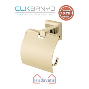 Paslanmaz Pirinç Tamay Geniş Kapaklı Kağıtlık Altın Sarı Gold