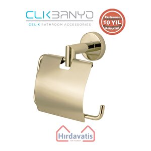 Paslanmaz Pirinç Flora Kağıtlık Kapaklı Altın Sarı Gold