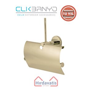 Paslanmaz Pirinç Flora Yedek Kağıtlık Geniș Kapaklı Üçlü Altın Sarı Gold