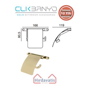 Paslanmaz Pirinç Mercan Geniş Kapaklı Kağıtlık Altın Sarı Gold