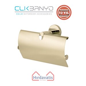 Paslanmaz Pirinç Flora Kağıtlık Geniș Kapaklı İkili Altın Sarı Gold