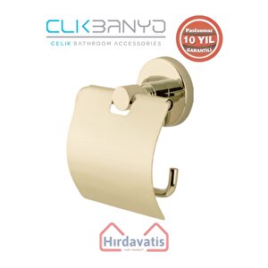 Paslanmaz Pirinç Flora Geniș Kapaklı Kağıtlık Altın Sarı Gold