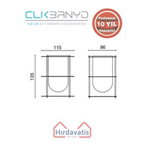 Paslanmaz Pirinç Desen Metal Set Üstü Krom Bardaklı Fırçalık
