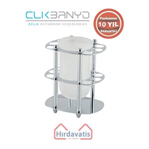 Paslanmaz Pirinç Desen Metal Set Üstü Camlı Fırçalık