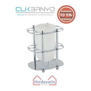 Paslanmaz Pirinç Desen Metal Set Üstü Camlı Fırçalık