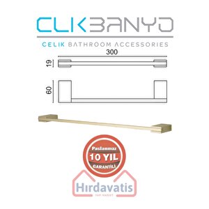 Paslanmaz Pirinç Titanik 30 Cm Uzun Havluluk Altın Sarı Gold