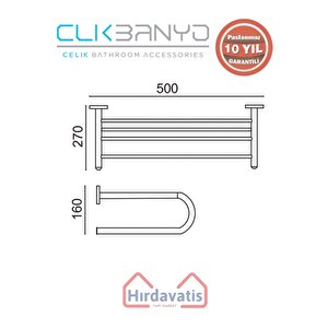 Paslanmaz Pirinç Flora Uzun Havluluk 50cm