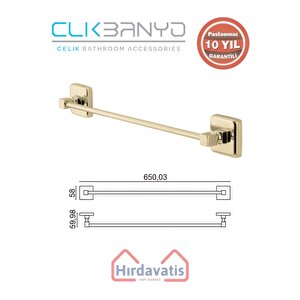 Paslanmaz Pirinç Kumru Uzun Havluluk 60cm Altın Sarı Gold