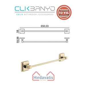 Paslanmaz Pirinç Kumru Uzun Havluluk 60cm Altın Sarı Gold