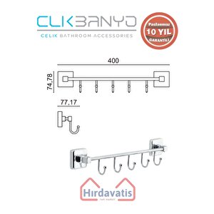 Paslanmaz Pirinç Kumru Kancalı 5’li Askılık