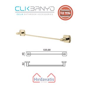 Paslanmaz Pirinç Milano Uzun Havluluk 50cm Altın Sarı Gold
