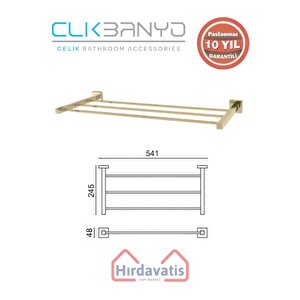 Paslanmaz Pirinç Tamay Havluluk Düz 50cm Altın Sarı Gold