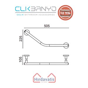 Paslanmaz Pirinç Flora Küvet Tutamağı Düz 40cm Mat Siyah