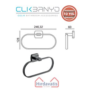 Paslanmaz Pirinç Milano Oval Havluluk Mat Siyah