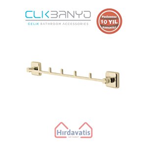 Paslanmaz Pirinç Kumru 5’li Askılık Altın Sarı Gold