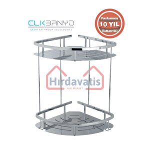 Paslanmaz Pi̇ri̇nç Mari̇n 2'li̇ Sabunluk Köşe Şampuanlik 19x19cm