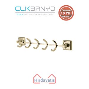Paslanmaz Pirinç Kumru 5’li Askılık Altın Sarı Gold