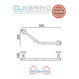 Paslanmaz Pirinç Flora Küvet Tutamağı Düz 40cm
