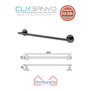 Paslanmaz Pirinç Flora Uzun Havluluk 60cm Mat Siyah