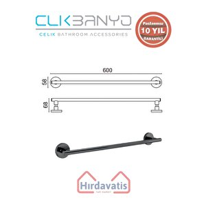 Paslanmaz Pirinç Flora Uzun Havluluk 60cm Mat Siyah