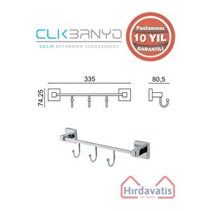 Paslanmaz Pirinç Tamay 3’lü Askılık