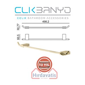 Paslanmaz Pirinç Titanik 50cm Uzun Havluluk Altın Gold
