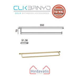 Paslanmaz Pirinç Mercan Uzun Havluluk 50cm Altın Sarı Gold