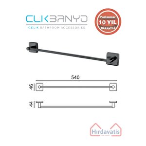 Paslanmaz Pirinç Vizyon Uzun Havluluk 50cm Mat Siyah