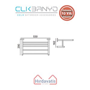 Paslanmaz Pirinç Flora Raf Havluluk 50cm Mat Siyah