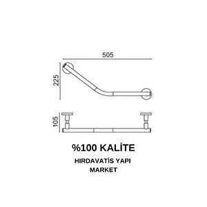 Paslanmaz Pirinç Flora Küvet Tutamağı Düz 40cm Mat Siyah