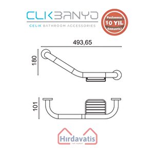 Paslanmaz Pirinç Flora Küvet Tutamağı Süngerlikli 40cm Mat Siyah