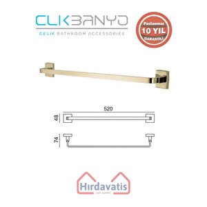 Paslanmaz Pirinç Tamay Havluluk 50cm Altın Sarı Gold